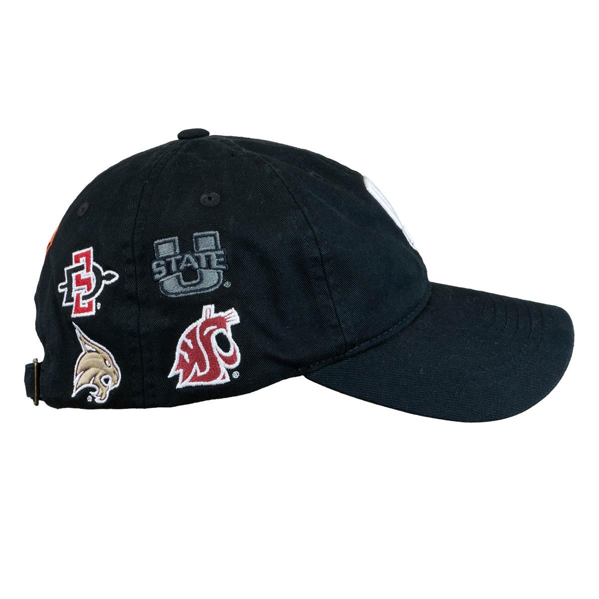 Pac 12 team embroidered all over zephyr black adjustable cap